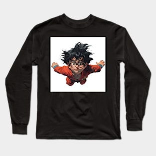 Akira Toriyama Flying In Red Dress Wearing Cute Glasses Long Sleeve T-Shirt